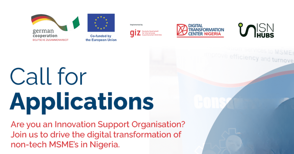 Digital Transformation Center (DTC) Nigeria announces a call for applications to their Capacity-Development program for Innovation Support Organisations (ISOs)